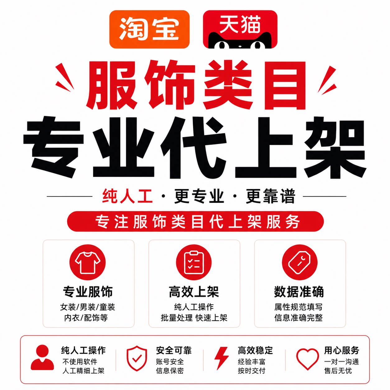 男装女装服饰类目人工手动代上架