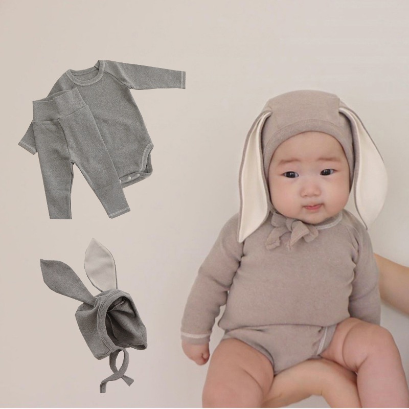 韩国宝宝秋衣秋裤分体套装高腰护肚裤包屁衣婴儿纯棉家居服睡衣