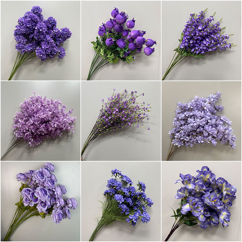 紫色系仿真假花婚庆单只花材结婚现场路引吊顶假花装饰舞台路引花