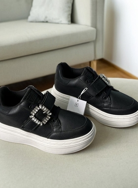 女士松糕厚底单鞋时尚休闲鞋230码235码36码37码 黑色低帮鞋