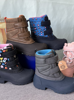 外贸出口22-30码男女儿童雪地靴中小童魔术贴防水防滑冬季加棉靴