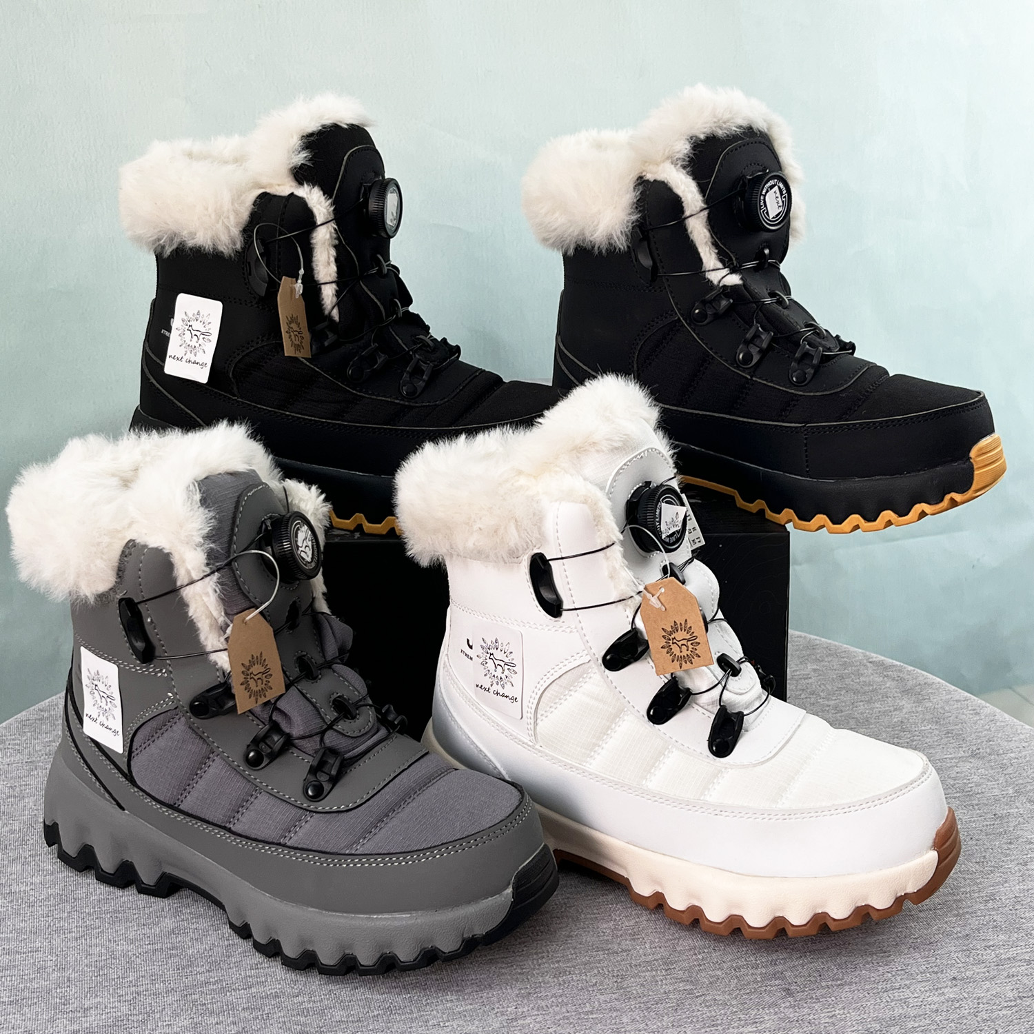 外贸大码男女雪地靴厚底防水棉靴