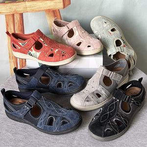 外贸44码41码35码运动凉鞋包头女户外沙滩鞋包跟魔术贴反绒皮防滑