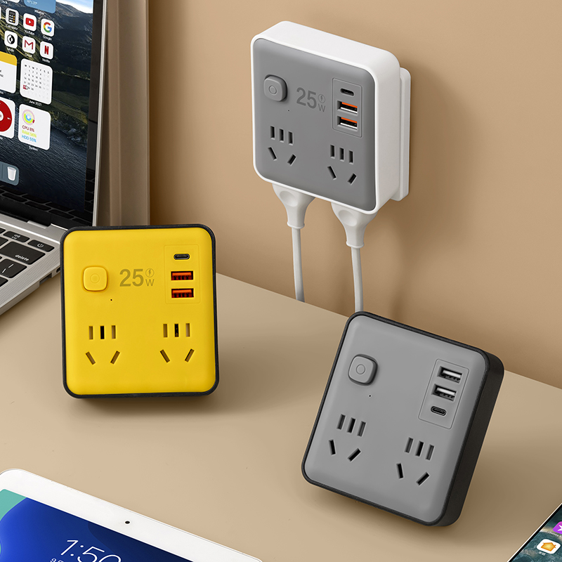 么正午彩色86型扩展插座排插