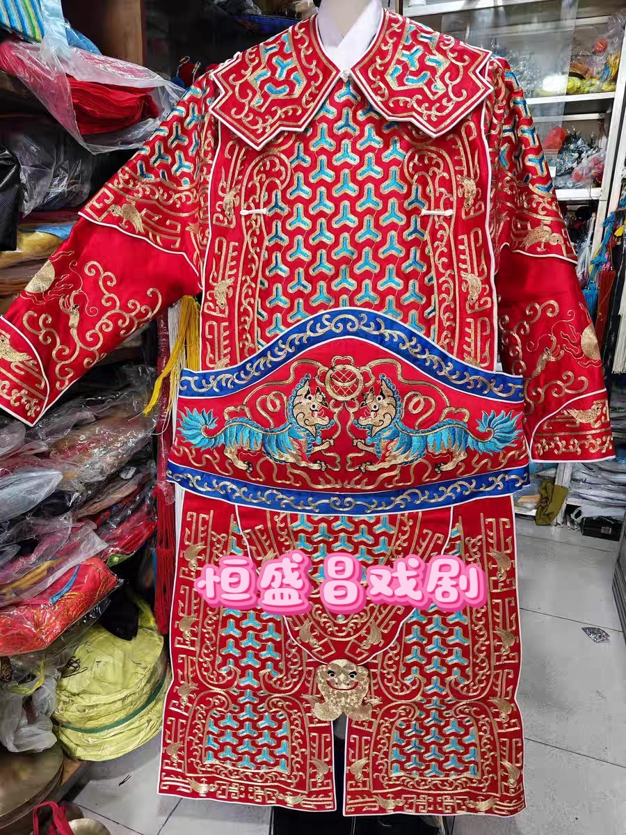 戏曲龙套衣京剧武生大铠戏剧服装戏剧舞台装大兵衣大缎全金大铠