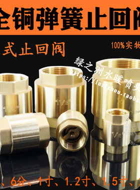 铜4分止回阀立式带弹簧止逆阀内外丝单向阀双外丝1/2螺纹DN15