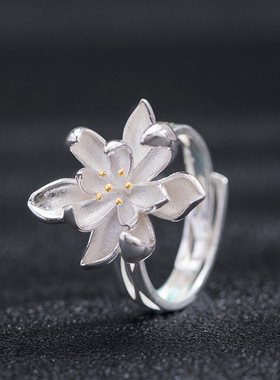 兰花指环银饰S925新中式女