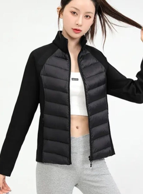 2025轻薄棉服女士运动瑜伽户外立领黑色新短款休闲保暖服健身