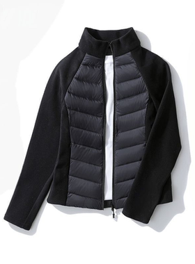 黑色2025秋冬季新款轻薄棉服女立领休闲时尚拼接保暖女士时尚外套