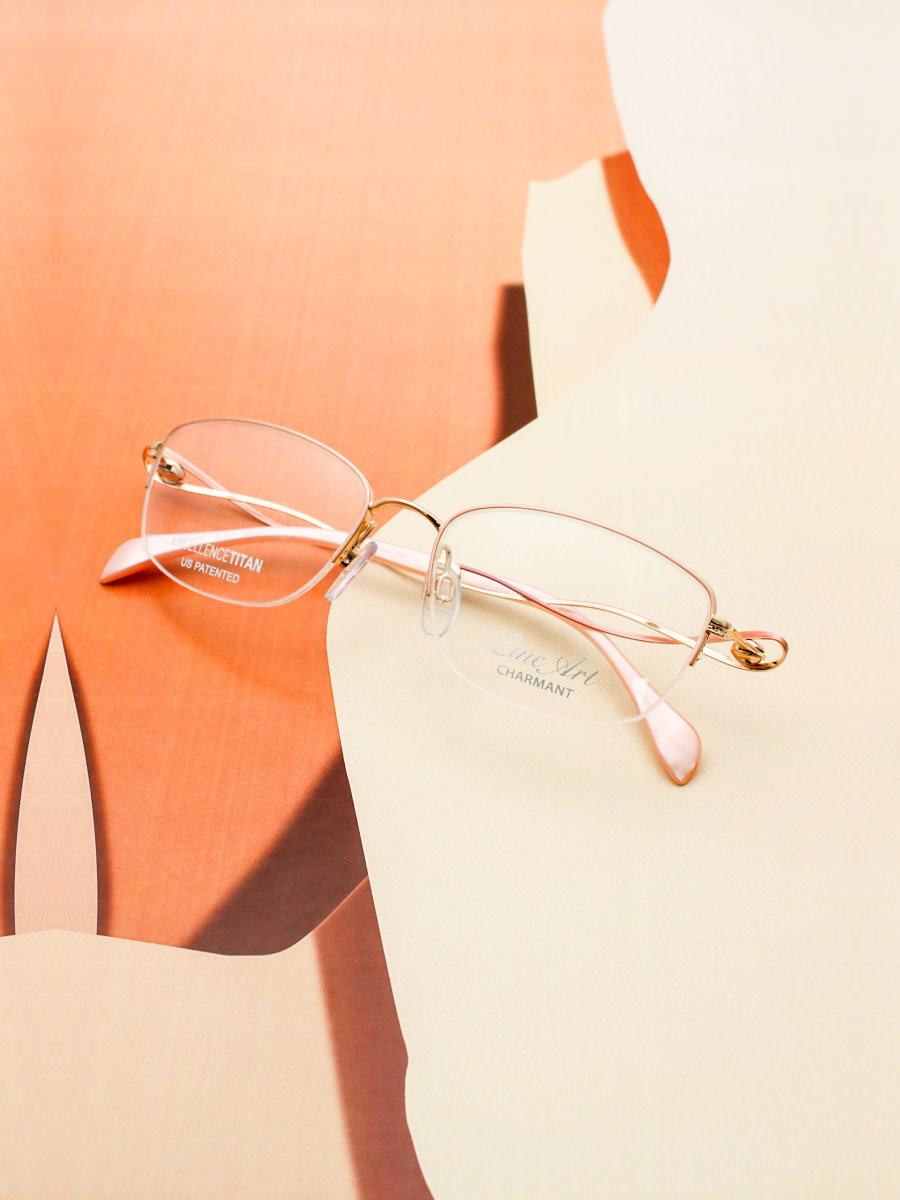 charmant夏蒙 xl2925 52口17女純鈦近视眼镜框架超轻半框镜架