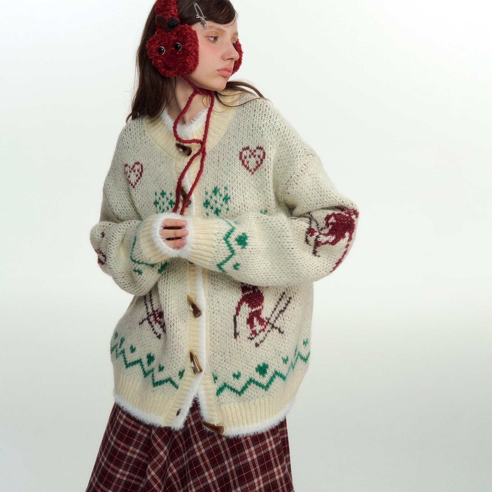 NS76貂毛拼接圣诞氛围感宽松毛衣