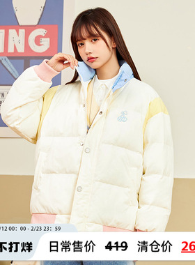 NS76 冬季新品国潮樱桃刺绣撞色加厚棉服男女情侣国潮牌休闲外套