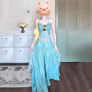 2026超火穿搭一整套海边度假风穿搭抹胸吊带上衣阔腿裤 女 两件套装