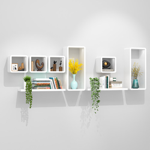 挂墙客厅电视背景壁柜白色格架