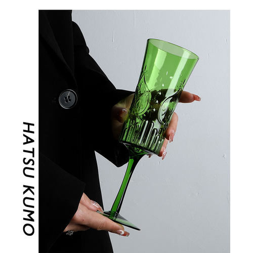 绿色K皇后香槟杯水晶玻璃中古ins