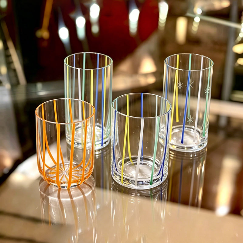 Tchowan初云双色流淌纹酒杯 家用水杯杯子玻璃杯威士忌杯子设计款