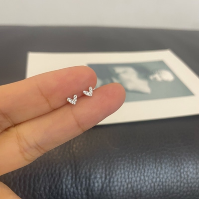 养耳洞  Bling闪~S925通体纯银 迷你小爱心 满钻耳钉女 精致百搭