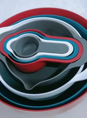 彩虹盆量烘培工具面粉沙拉刻度