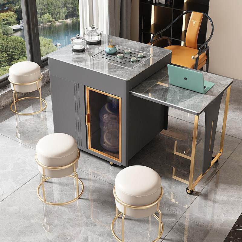 2023新款可伸缩茶车轻奢现代家用简约岩板可移动茶台茶桌椅组合