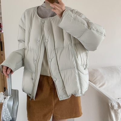 云朵泡芙圆领羽绒服女冬加厚韩系