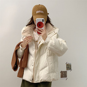 晴雨雪反季 外套 加厚白鸭绒面包服短款 羽绒服女韩版 拼色小个子爆款