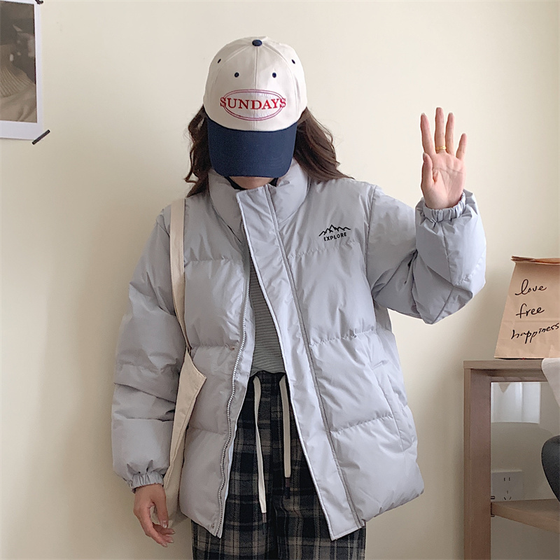 立领短款加厚保暖羽绒服男女同款