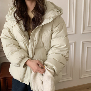 晴雨雪短款 连帽加厚小个子宽松显瘦白鸭绒保暖冬外套 羽绒服女韩版