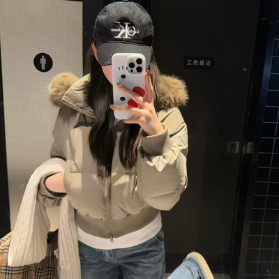 大毛领收腰超显瘦羽绒服女冬短款
