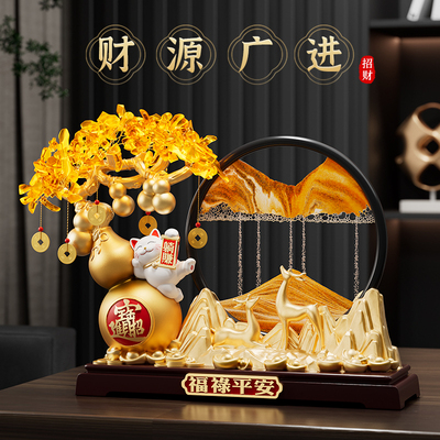 发财树葫芦流沙画 画摆件高级感客厅装饰招财猫2025新款乔迁开 业