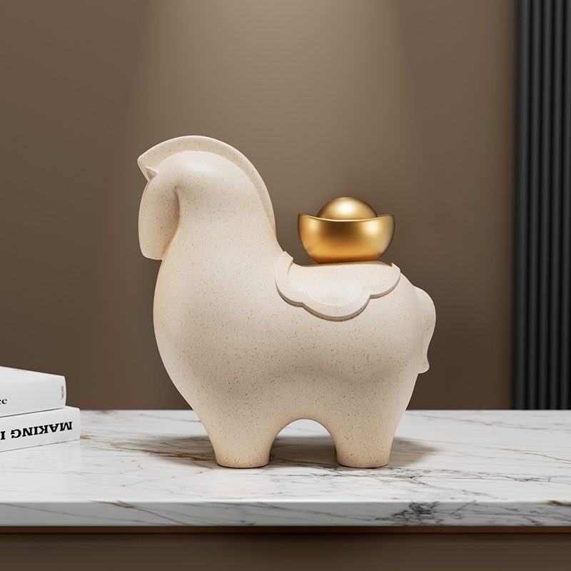 马上有钱摆件新中式客厅电视柜办公室酒柜装饰工艺品乔迁开业礼物