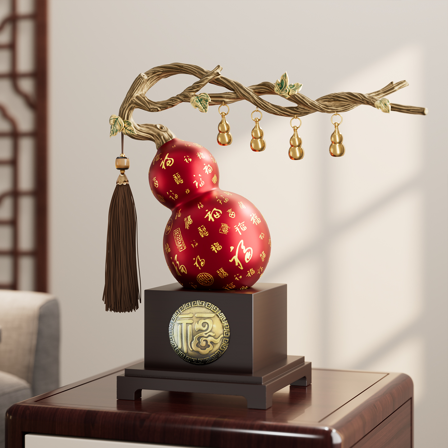 五福临门葫芦摆件客厅招财玄关电视机柜酒柜装饰新房乔迁新居礼物