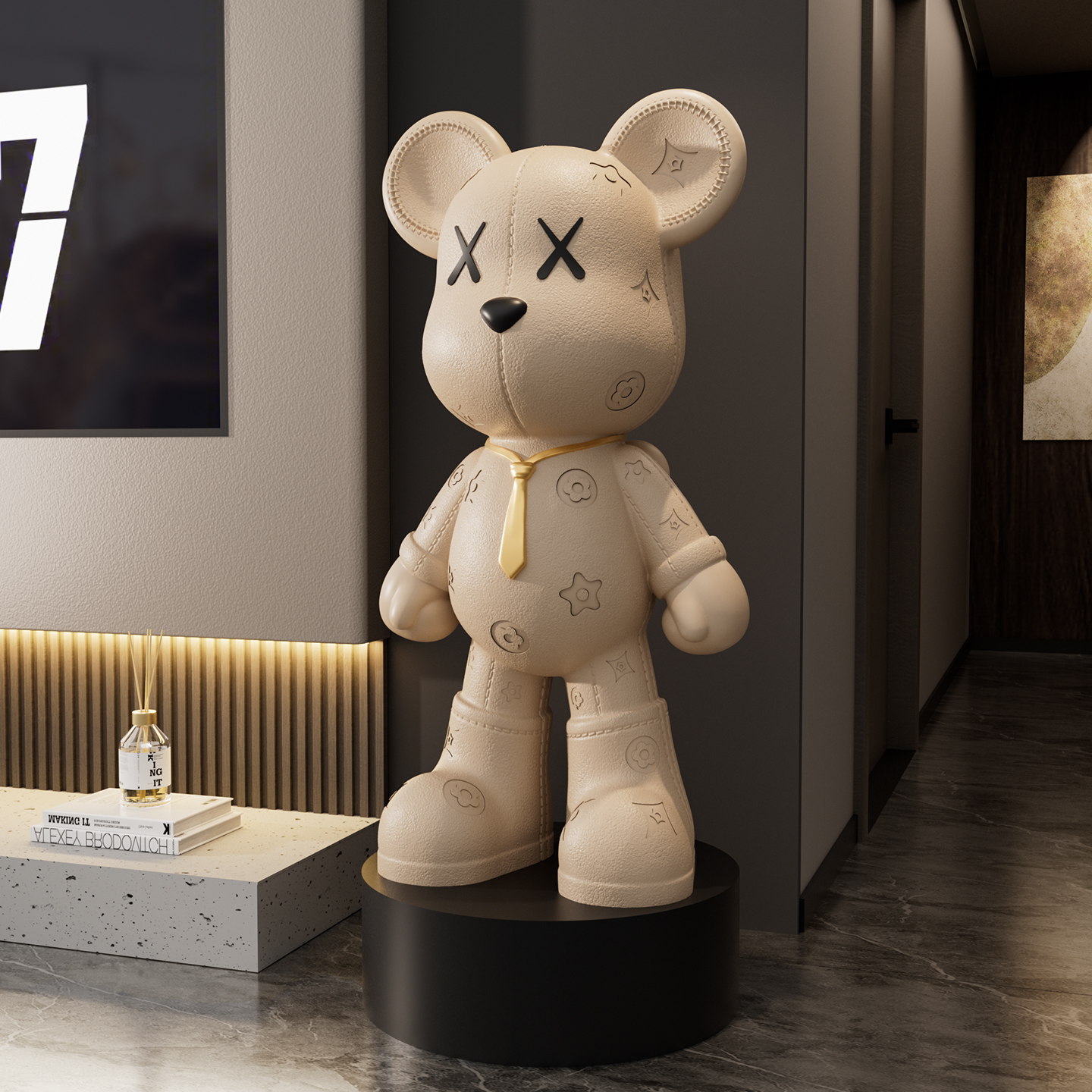 奶油风暴力熊电视柜旁边落地摆件客厅装饰品高档公仔乔迁开业礼物