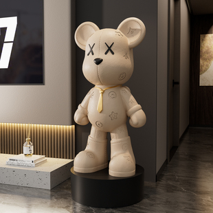 奶油风暴力熊电视柜旁边落地摆件客厅装 饰品高档公仔乔迁开业礼物