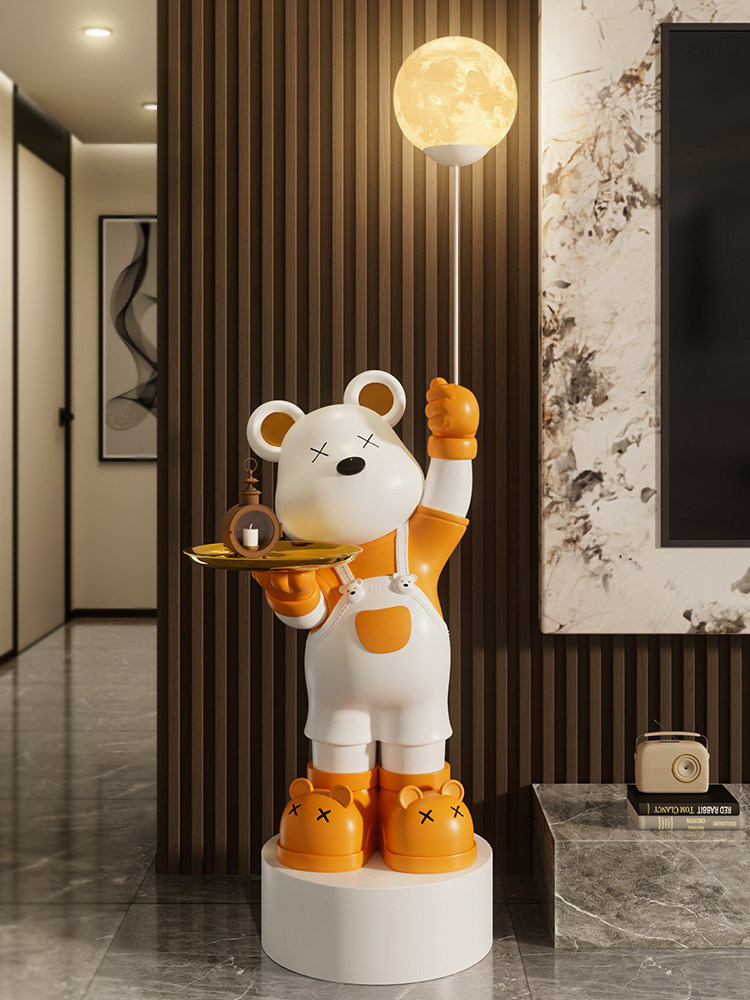 暴力熊落地摆件月球灯客厅大型电视柜旁装饰品新房子乔迁新居礼品