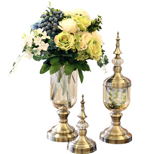 欧式花瓶摆件玻璃透明美式客厅电视柜餐桌插花家居装饰品创意摆设