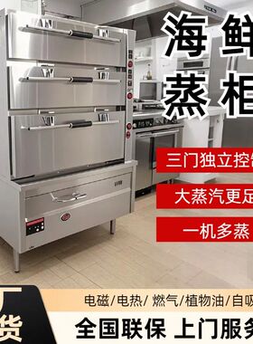 商用燃气海鲜蒸柜三门蒸柜厨房蒸炉甲醇蒸箱电热蒸鱼柜液化天然气