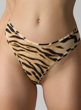 print thong panty 丁字裤虎纹豹纹女士三角短裤裸感透气高弹内裤