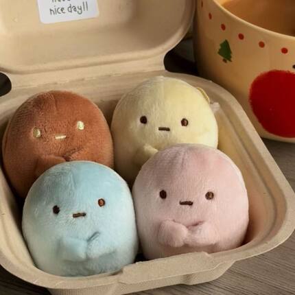 新品角落生物四色圆子手玉粉圆蓝圆黄圆可爱玩偶送好朋友礼物全套