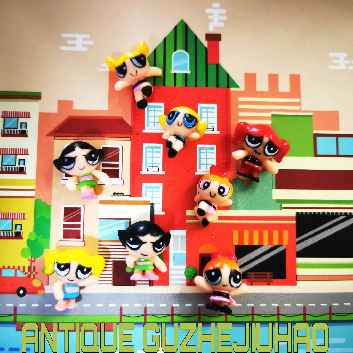 小女警花花泡泡毛毛迷你手办玩具公仔摆件人偶手机壳配件尺寸较小