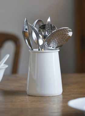 曼叙餐具收纳筒高级感家用桌面不锈钢刀叉勺陶瓷收纳罐厨房好物