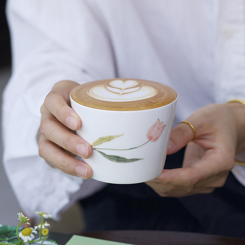 曼叙咖啡杯手工手绘瓷器高温烧制