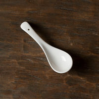 Manxu household ceramic spoons, Jingdezhen small soup spoons, ceramic household simple Chinese-style small porcelain spoons and spoons thumbnail 5
