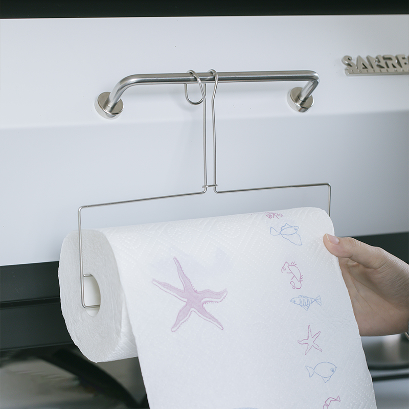 曼叙免打孔设计不锈钢挂式纸巾架