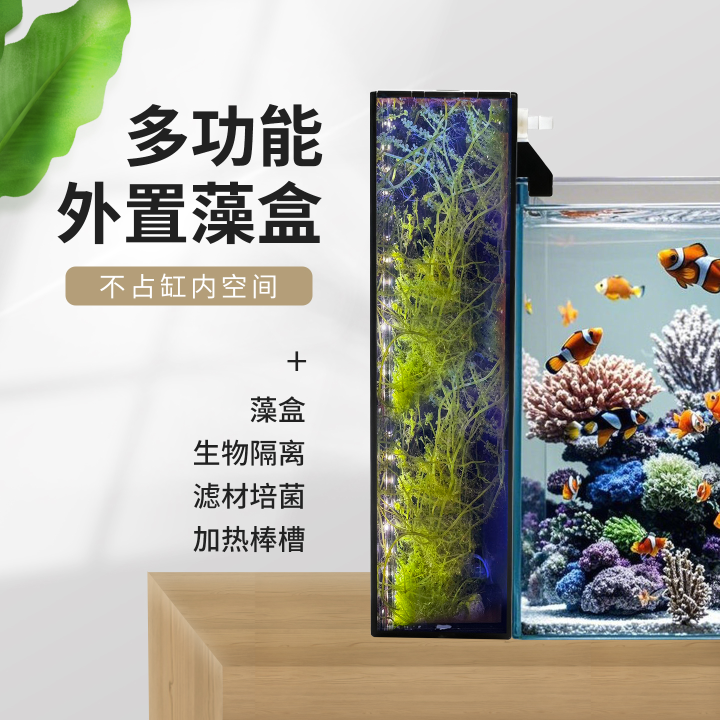 鱼缸落地式饲养盒海缸扩展缸外挂式藻盒缸海水缸检疫隔离盒藻缸灯
