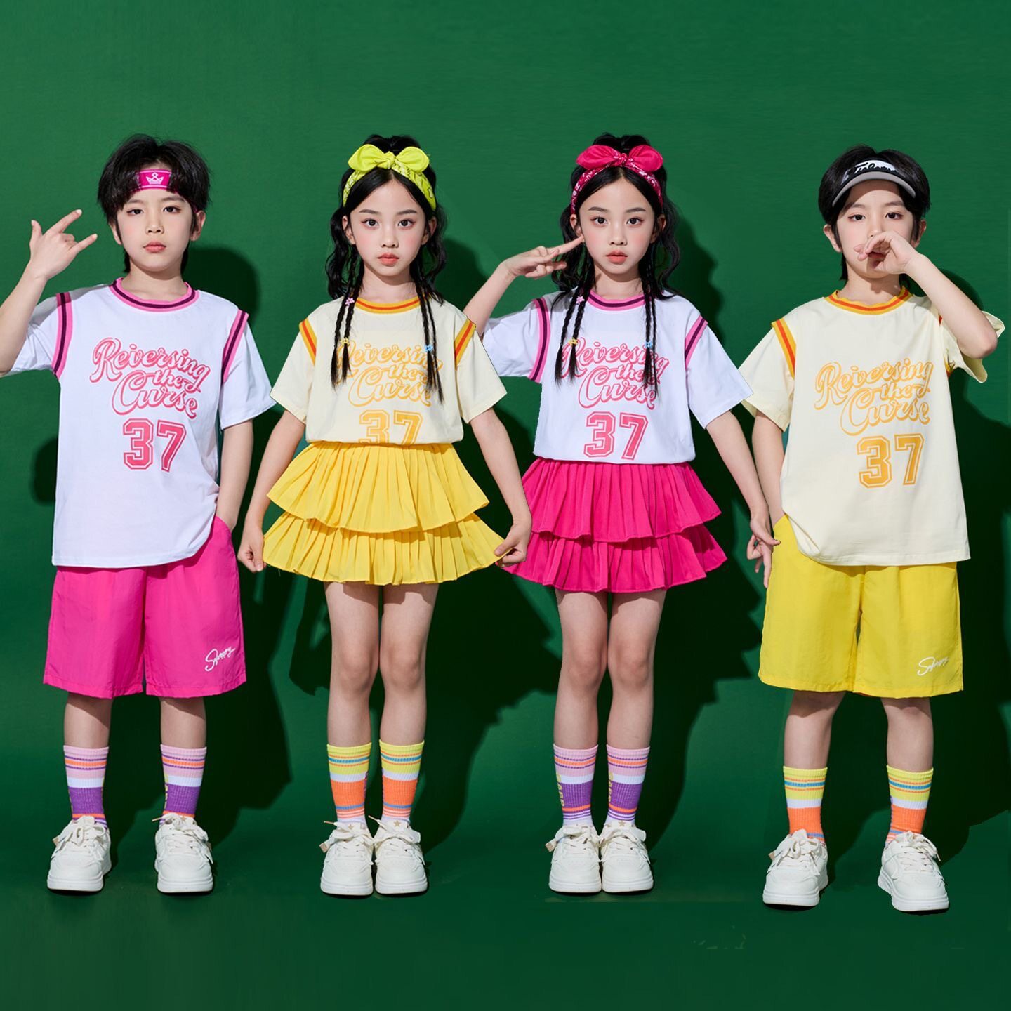 六一儿童啦啦操演出服幼儿园舞蹈服男女童嘻哈街舞运动会班服套装