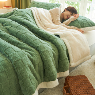 羊羔绒毛毯冬季 加厚双层被套毯塔芙绒小毯子珊瑚午休空调沙发盖毯