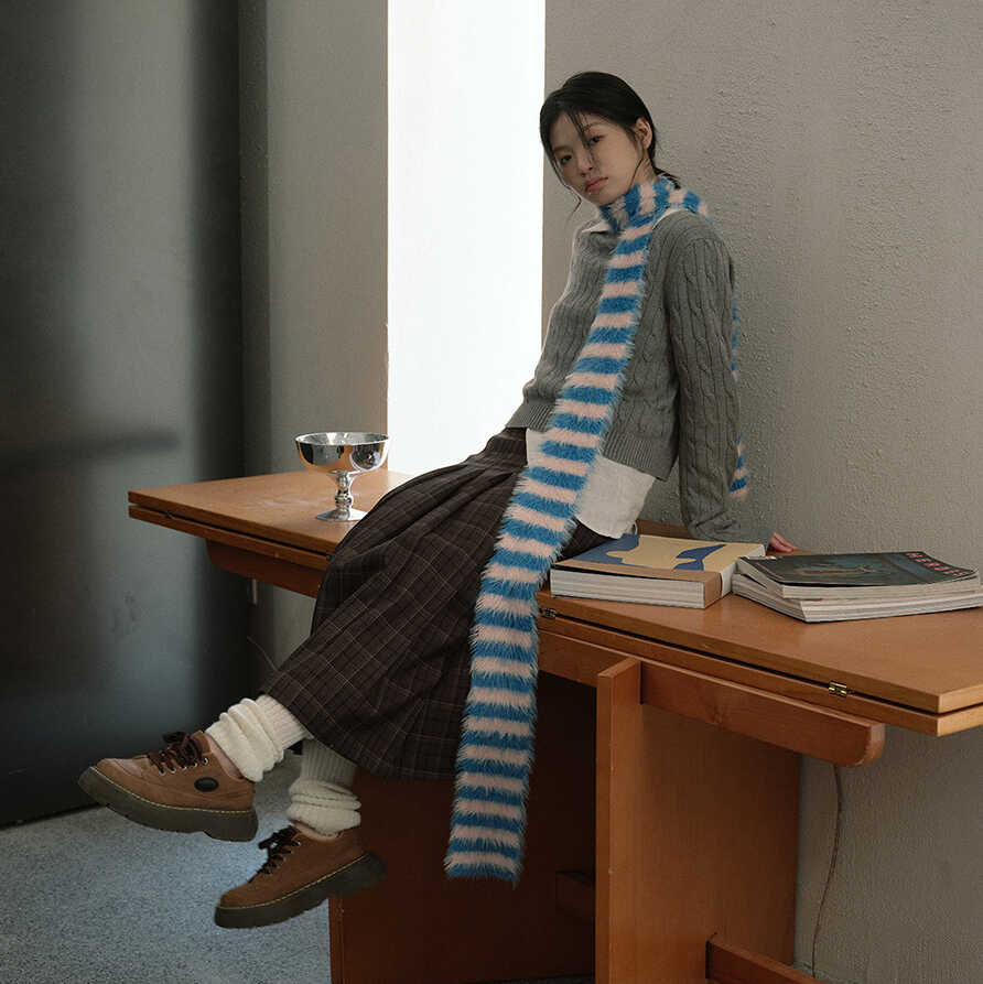 条纹柔软十足围脖条纹学院男女