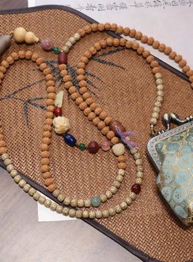 天然星月菩提檀木金刚菩提斜跨手机链新中式可背手机挂绳包包链