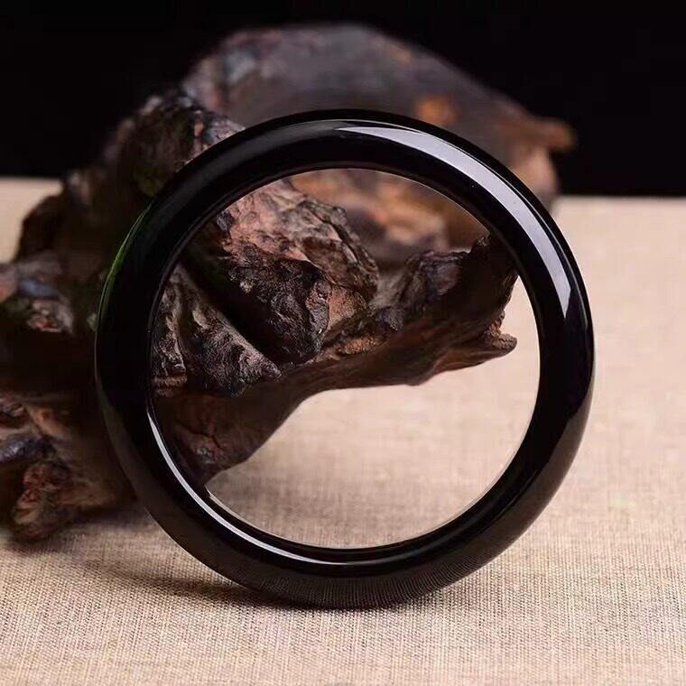新款天然黑曜石手镯女简约