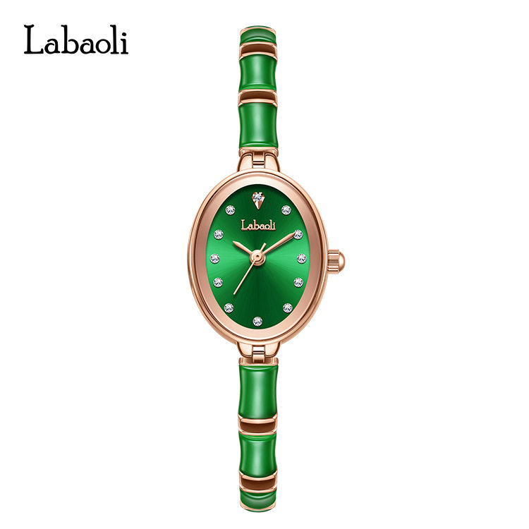 正品新款LABAOLI时尚防水钻炫闪红色女表小表盘蓝色手链装饰闪表
